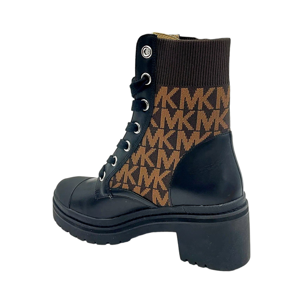 Michael Kors Women's Brea Leather Jacquard Combat Boot Black/Brown - Medium - Picture 3 of 3